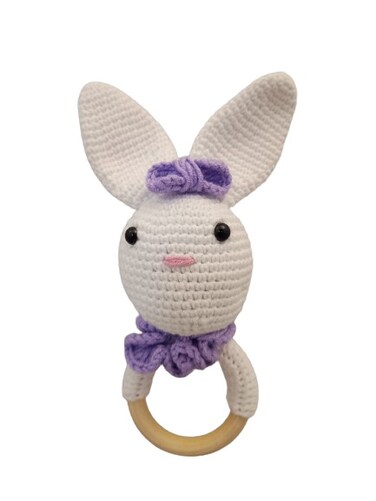Pikkaboo-HeavenlyHugs Miss Rabbit Handmade Crochet Teether