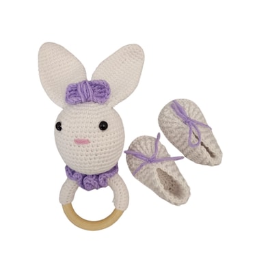 Pikkaboo - HeavenlyHugs Miss Rabbit Crochet Teether and Booties