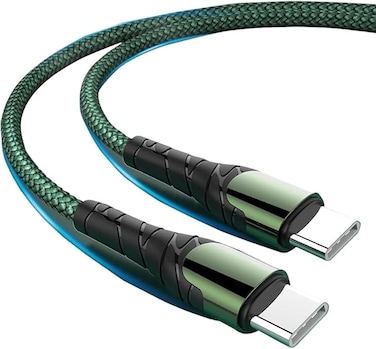 Glassology 60W USB C Cable 1M - PD 3.0 3A Fast Charging Cord, Type C Cable for iPhone 15 Series, MacBook Pro, iPad Pro, Samsung Galaxy S23/22/Z Fold/Z Flip, Google Pixel 7/6A, PS5 - Vibrant Green