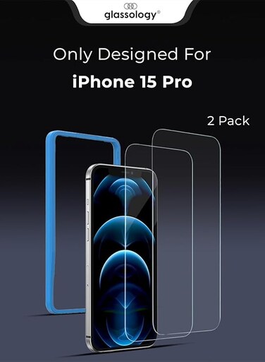 Glassology 9H Tempered Glass Screen Protector 2 Pack with Installer for Apple iPhone 15 Series Ultimate Screen Protection for iPhone 15 Pro