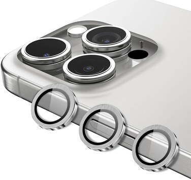 Glassology Lens Guard for iPhone 16 Scratch Resistant Anti-Fingerprint Camera Protection (iPhone 16 Pro Grey)