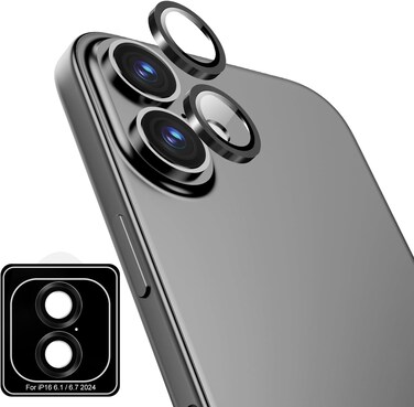 Glassology Lens Guard for iPhone 16 Scratch Resistant Anti-Fingerprint Camera Protection (iPhone 16 Plus Black)