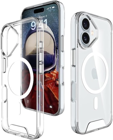 Glassology Magnetic Clear Case series for iPhone, Shockproof Protection, Anti-Yellowing, Wireless Charging Compatible (16 Plus)