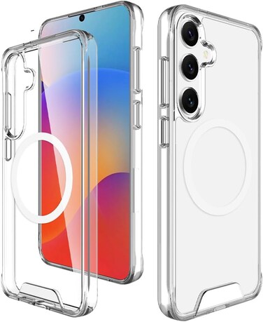 Glassology Clear Case for Samsung Galaxy S25 Plus, Magnetic Non-Yellowing Case with Shockproof Protection