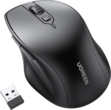 UGREEN Wireless Mouse, Bluetooth5.0+2.4G Stable Connection, 4 Adjustable 4000 DPI, 5 Buttons, Silent and Ergonomic, for Office/Home/Study, Compatible with Windows, macOS, iOS, Android, Linux