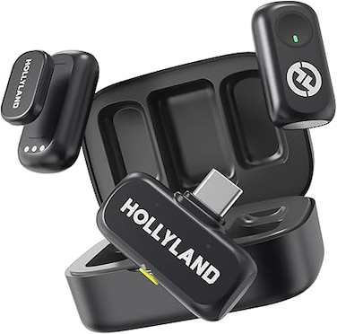 Hollyland LARK A1 DUO Type-C Version Wireless Microphone for iPhone 15/16 &amp; Android, Pure Sound, 3-Level Intelligent Noise Cancellation, Magnetic Mini Microphone for Vlogging, YouTube, Podcast, TikTok