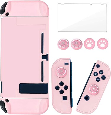 Case for Switch, Soft &amp; Comfortable TPU Grip Protective Cover Case Compatible with Switch Console and Joy-Con Controller (Pink)