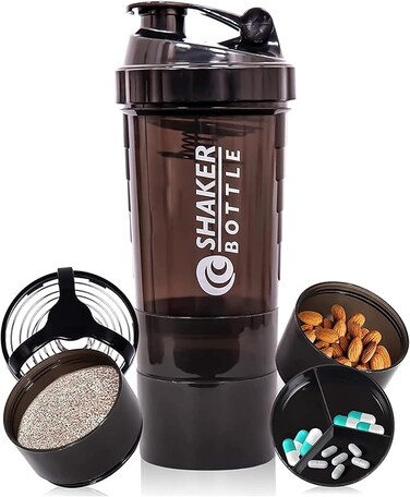 Protein Shaker Bottles For Protein Mixes Spider Blender Bottle With Stainless Steel Ball-500ML 2 Twist On Cups For Protein Organizer Gym Bottle
