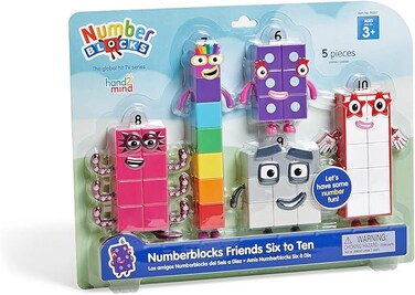 Numberblocks Friends Six to Ten, Action Figure Set, Toy Figures, Small Figurines for Kids, Counting Blocks, Numbers for Toddlers, Math Toys, Kids Birthday Gifts, Easter Basket Stuffers