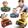 Car Toys 4 Pack for Toddlers 1-3, Animal Baby Car Toys for 1-2 Year Old Boy, Push Go Friction Vehicle Toys for Infants 6-9-12-18 Months, One First Birthday Gifts for Boys Girls