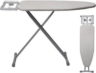 Ironing Board 110x33cm, Folding Ironing Stand with Jumbo Iron Rest, Heavy Sturdy Metal Frame Legs Iron Stand, Ironing Board Adjustable Height for Home Laundry Room or Dorm Use, Grey