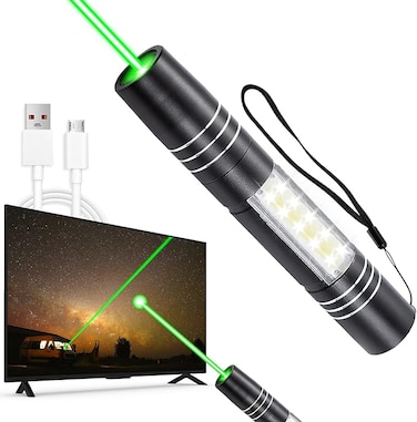 Rechargeable 2 in 1 Green Light &amp; EDC Flashlight Long Distance Range for TV/LED/LCD Screens Tactical Flashlights Presentation Office/Outdoors/Astronomic/Construction