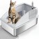 Ofrdncy Stainless Steel Litter Box XL Enclosed Cat Litter Boxs with Lid for Big Cats, Metal Litter Pan High Sided, Never Absorbs Odors, Anti-Urine Leakage, Easy Cleaning, Litter Mat &amp; Metal Scoop