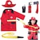 Firefighter Costume For Kids   Fireman Costume For Boys &amp; Girls   Pretend Play Kids Fireman Outfit &ndash; Career Suit with Walkie-Talkie &amp; Hose   Birthday Gift for 3 to 7 Year Old Kid (RED)