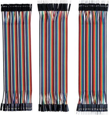 120pcs Multicolored Dupont Wire 40pin Male to Female, 40pin Male to Male, 40pin Female to Female Breadboard Jumper Ribbon Cables Kit Compatible with Arduino Projects