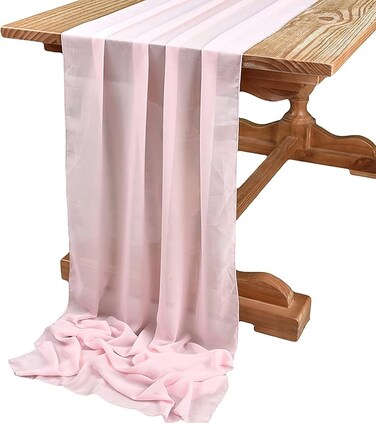 10ft Blush Pink Chiffon Table Runner Wedding Table Runner,29x120 inches Gauze Table Runner,Rustic Sheer Table Decor for Romantic Bridal Shower, Baby Shower, Birthday Party Cake Table