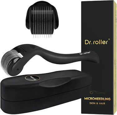 Dr.roller Derma Roller 1mm for Hair Growth, Microneedling Roller for Face Scalp, Beard Roller for Beard Growth, Micro Needling Roller Titanium Derma Roller for Men and Women Skin Care