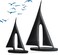 WANCHIY 2pcs Home Decor Sculpture Statue, Home Decoration, Desk Decor, Modern Home Decor Accents, Sailboat Figurine, Statue Art Gifts for Home, Bedroom, Livingroom, Office, Shelf(Black)