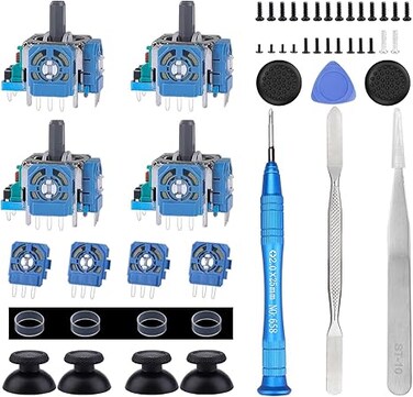 4pcs Analog 3D Joysticks Replacement for PS5 Controller, Joysticks Part with Repair Screwdriver Kit for Playstation 5 DualSense Controller