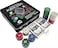 100pcs Professional Poker Chips Set with Dealer Button and 2 Decks of Playing Cards and Tin Storage Box Set, This Poker Chips Casino Set is Perfect for Gifts, Family Games, Birthday Parties.