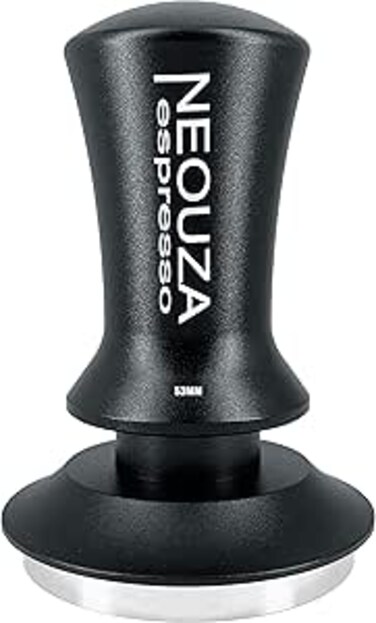 Espresso Tamper 51/53/58mm Calibrated Pressure for Coffee Machine Accessories Tool,Anti-Stick Self-Leveling,Refined Handle,Stainless Steel Flat Base (53mm, Matte Black)