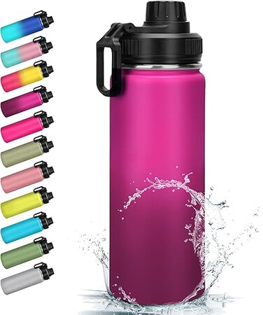 Milifox Stainless Steel Water Bottle -18 Oz Double Walled Insulated Bottles with Bpa Free Wide Mouth, 8 Hot 18 Cold Water Flask Thermal Bottle Leak Proof for Adult Home Office Outdoor(Gradient Powder)