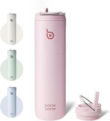 BOTTLE BOTTLE Insulated Water Bottle 24oz with Straw Lid and Handle for Sports Travel Gym Stainless Steel Water Bottles Double-Wall Vacuum Metal Bottles Leak Proof BPA-Free