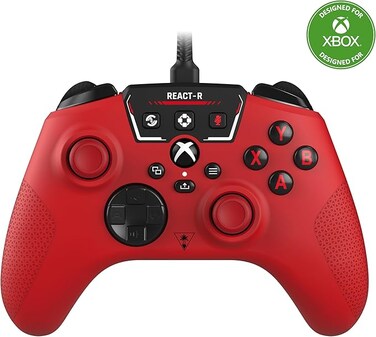 REACT-R Wired Game Controller &ndash; Officially Licensed for Xbox Series X &amp; S, Xbox One, and Windows 10 11 PC&rsquo;s &ndash; Red