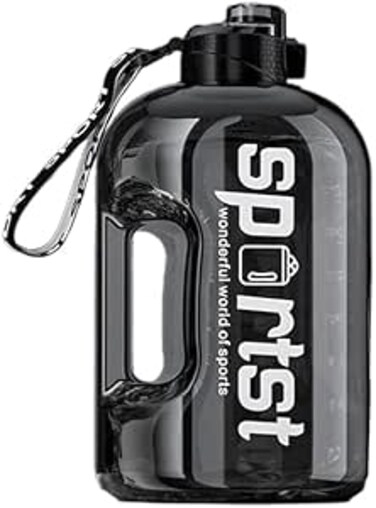 Azonee 4L Water Bottle, Big Water Bottle Gym Water Bottle With Handle Large Capacity Sucked &amp; Sipped Sports Fitness Water Barrel Portable Plastic Pot Big Belly Water Cup