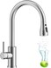 Kitchen Faucet Mixer with Pull Down Sprayer Brushed Nickel, Kitchen Tap with 3 Water Modes for Sink, Single Handle High Arc Kitchen Faucets Stainless Steel