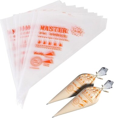 100Pcs Ice Fountain Soft Candy Cake Decoration Tools Baking Decoration Bag Disposable Pipe Bag, White, Medium 32 X 20 Cm