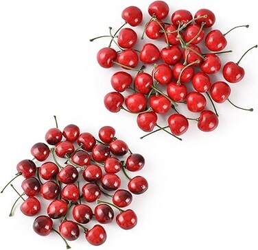 KASTWAVE Artificial Cherry Fruit, Fake Cherries Red Simulation Red Black Cherries Artificial Cherry Decorations Fake Fruit Model Home House Kitchen Party Decoration Desk Ornament(100pcs)