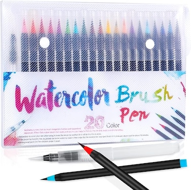 20 Pieces Brush Pens Set, Water Color Brush Pen Markers Ideal for Calligraphy, Hand Lettering and Drawing Manga Painting and Even Cartoon Sketching Brush