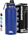 ZeroSpace Stainless Steel Water Bottle 1L, 32oz Double Wall Vacuum Insulated Water Bottle, Hot &amp; Cold Thermos Flask with Spout Lid, BPA-Free Water Bottles for Gym, Travel, Office and Kids (Navy Blue)