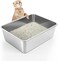 Stainless Steel Cat Litter Box - Large Litter Box for Big Cats - Easy to Clean, Never Absorbs Odor, Stains, or Rusts - Silver (17.7" L x 13.5" W x 6" H)