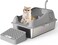 Zephyrspets Enclosed Stainless Steel Litter Box With High Wall Sides and Lid - Never Absorbs Odors, Non-Sticky, Anti-Urine Leakage - Grey