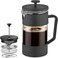 French Press Coffee &amp; Tea Maker 600ml, Thickened Borosilicate Glass Coffee Press with Filter Screens, Rust-Free and Dishwasher Safe, 100% BPA Free