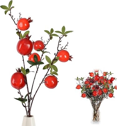 Artificial Pomegranate Branch, Highly Lifelike Simulation for Home &amp; Party Decoration, Realistic Faux Fruit for Vase Display (1pc Pomegranate Branch)