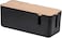 Cable Management Box - Cable Organizer Box   Cord Management Box with Bamboo Lid To Cover &amp; Hide Power Strips &amp; Cords   Cable Box Organizer for TV, Computer, Router Office (Black)