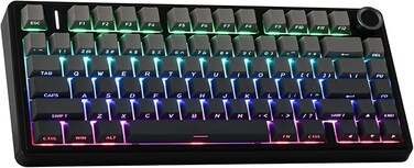 Gasket Mechanical Keyboard, 75% Wireless Hot Swappable Gaming Keyboard with Five-Layer Padding&amp;Knob, Bluetooth/2.4GHz/USB-C, RGB (Black Gradient, LEOBOG Reaper Switch)