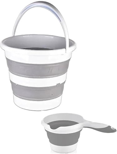 Collapsible Water Bucket and foldable Mug-Folding 2-Piece Kitchen Set - Accordion Kitchen Set- Extendable Thickened Handles