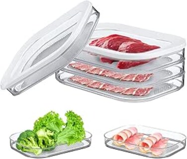 CENXI Meat Container for Fridge, Bacon Lunch Meat Container for Refrigerator, Meal Prep Containers, Stackable Food Storage Boxes with Lid for Cold Cuts, Salami, Deli, Lunch Meat, BPA Free, 18.6oz