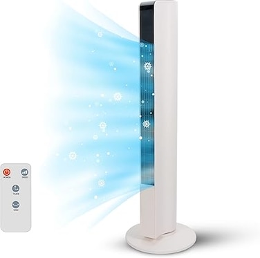Empire 83cm/33-Inch Tower Fan with LED Display &amp; Remote, 45W Cooling Fan for Bedroom, 3-Speed Oscillating Airflow with Timer &ndash; Quiet Operation for Home, Office &amp; Living Room (White)