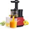 Geepas Gsj44019Uk 200W Masticating Slow Juicer Machine Cold Press Juicer, 80 mm Big Wide Mouth, Creates Fresh Healthy, High Nutrient Vegetable &amp; Fruit Juice Quiet Motor Reverse Function, White