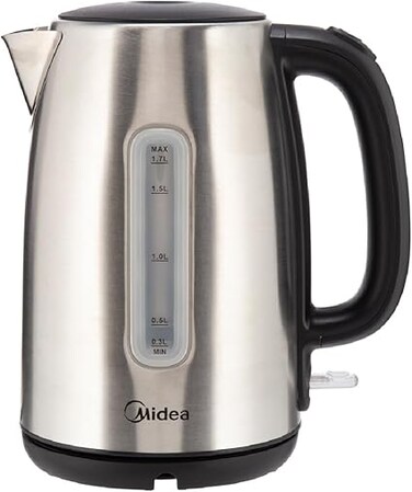 Midea Electric Kettle, 1850-2200W Power, 1.7L Capacity with Water-Level Indicator, Removable Filter &amp; Auto Shut-Off, Stainless Steel Body with 360&deg; Swivel Base Perfect for Beverages, MK17S30D2