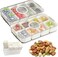 2pcs Divided Serving Tray with Lid, Food Storage Container Stackable Vegetable Fruit Organizer Bins for Refrigerator 8 Compartment Tray Snackle Box Charcuterie Container with 4 Drain Basket Time Scale