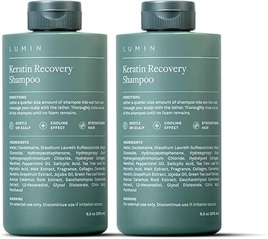 LUMIN - Men&rsquo;s Keratin Recovery Shampoo (2-Pack): Rehydrate Dry, Damaged Hair and Boost Hair Growth - Formulated with Tea Tree Leaf Oil for a Gentle, Cooling Cleanse.