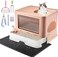 USOR Cat Litter Box, Extra Large Litter Box, Foldable Top Exit Pet Boxes, Anti-Splashing Cat Kitty Litter Pan Easy Cleaning and Scoop with Cat Litter Mat Scoop Nail Clippers Pet Lint Roller（Pink）
