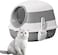 COCLUX Large Cat Litter Box With Lid, Foldable and Portable, Splash-proof, Easy To Clean, No Odor (Grey)