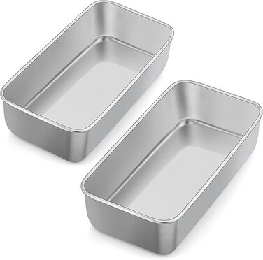 Loaf Tin, 2lb Stainless Steel Bread Tin for Baking Set of 2, Rectangular Metal Banana Bread Tin for Toast, Bread, Cake, Lasagna, Healthy &amp; Non-Toxic, Oven &amp; Dishwasher Safe, 23.5x12.5 cm